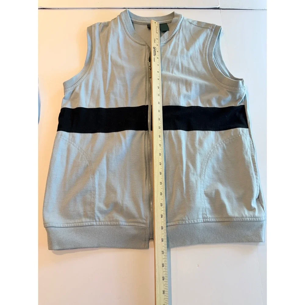 Hunt Club Womens Vintage 2 Piece Vest and Pants Set Blue Black Stripe Large